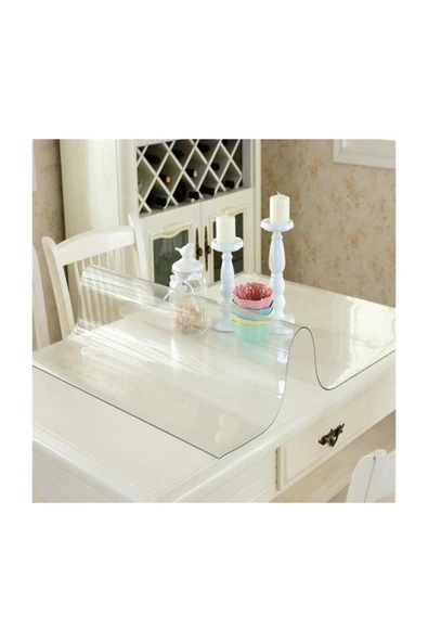 Emek 80x130 Şeffaf Pvc Masa Örtüsü 1,5 Mm Kalınlık Cam Gibi Saydam Masa Sehpa Koruyucu Muşambası