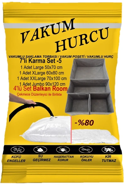 Vakum Hurcu 7'li Karma Set-5 Vakumlu Hurç - Vakumlu Poşet -