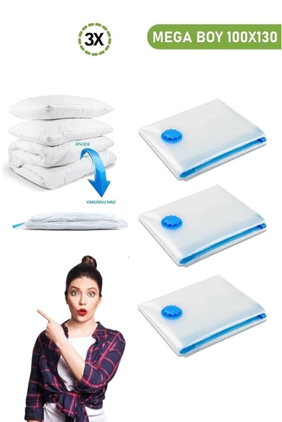 Mega Boy 3 Ad Süper Paket 100x130 Vakumlu Saklama Torbası Hurç ürün görseli 1