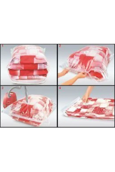 Vakum Hurcu 2 Adet Büyük Boy 80 Cm X 100 Cm Vakumlu Poşet Vakumlu Hurç Vakumlu Torba Yorgan Yastık Saklama Hurcu - 3
