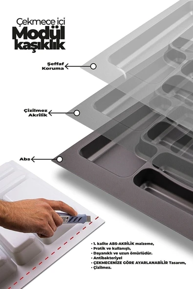 Deltaaks New 47/49 Cm Cekmece Içi Kasıklık Grı 42/39 Cm Kadar Kesılebıır Yeni - 2