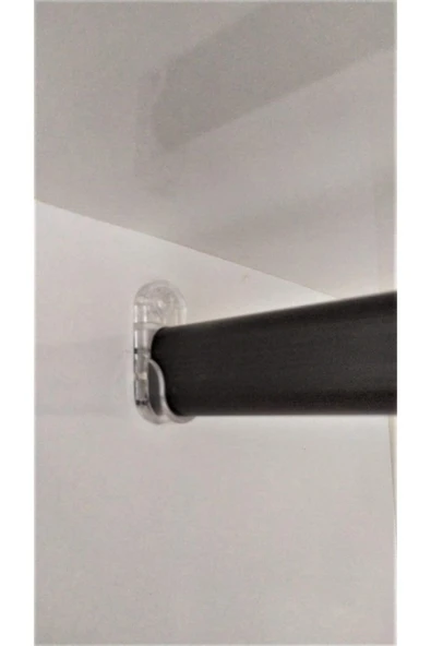 METALİ Siyah Oval Alüminyum 80 Cm Dolap Içi Boru Askı Borusu Kırılmaz Plastik Askı Aparatları Vidaları - 2