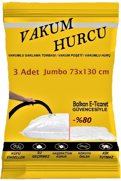 Vakum Hurcu 3'lü Set Jumbo 73x130 Cm Vakumlu Hurç - Vakumlu Poşet -