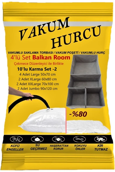 Vakum Hurcu 10'lu Karma Set-2 Vakumlu Hurç - Vakumlu Poşet -