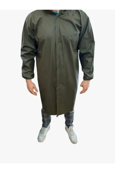 DrMia Pvc Yağmurluk Iş Güvenlik Yağmurluk Pardesü Boy Haki - 2