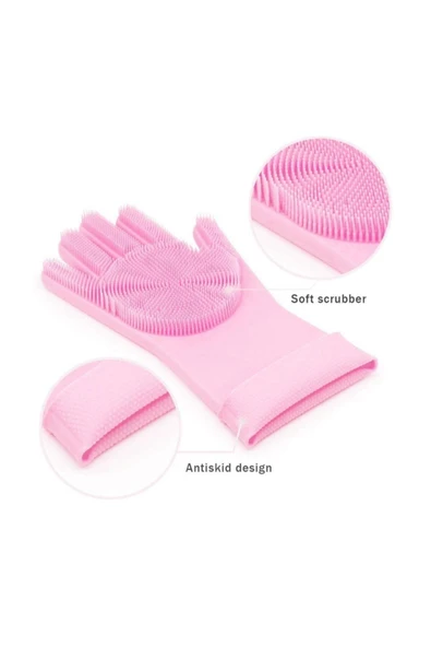 Baysal Sihirli Silikon Bulaşık Eldiveni Isıya Dayanıklı Pembe - 3