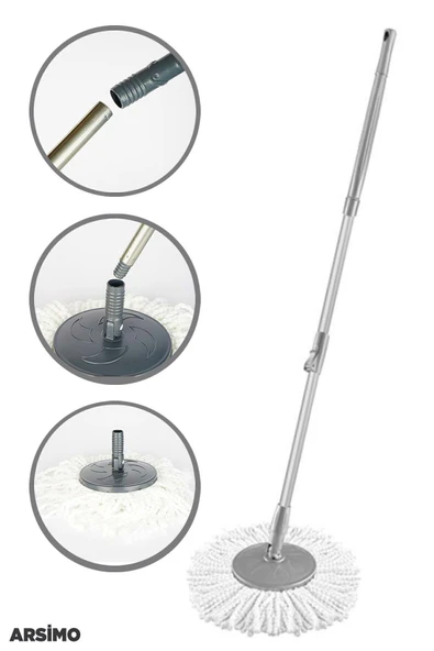 DURNES Döner Başlıklı Uzayabilen Saplı Püsküllü Mop