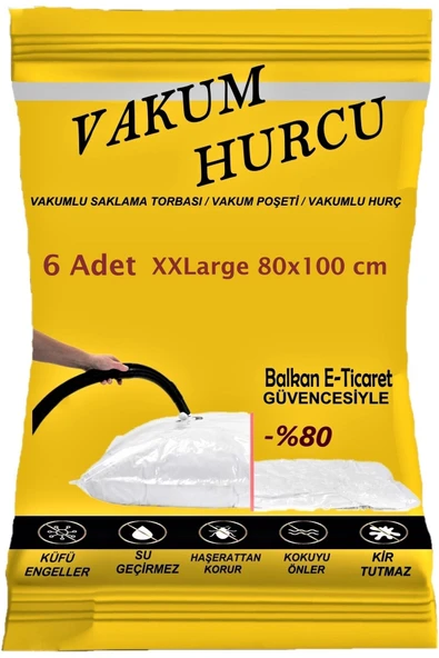 Vakum Hurcu 6'lı Set Xxlarge 80x100 Cm Vakumlu Hurç - Vakumlu Poşet -