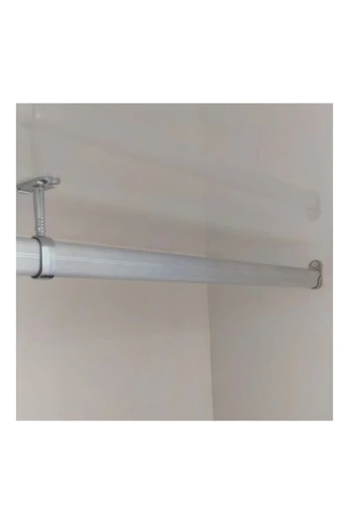 FSM Oval 140cm Alüminyum Dolap Içi Elbise Askı Borusu Aparatları Vidaları - 2