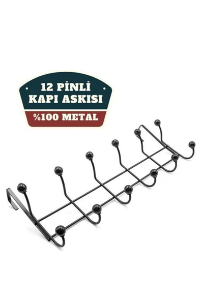 Çelik Ayna 6'lı Metal Siyah Kristal Top Kapı Arkası Askılık