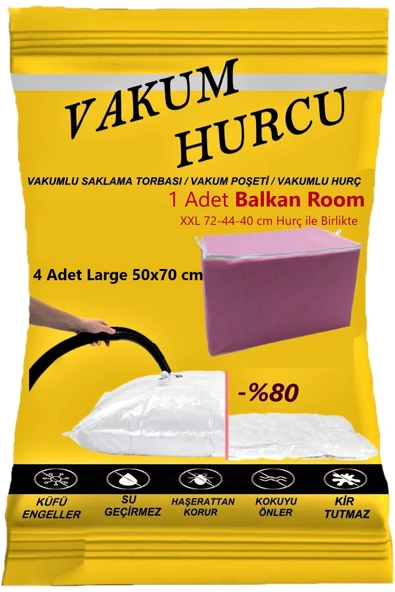 Vakum Hurcu 4'lü Set Large 50x70 Cm Vakumlu Hurç - Vakumlu Poşet -