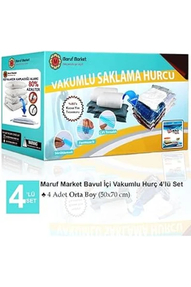 Vakumlu Saklama Poşet Set 4'lü Bavul Içi - Vakumlu Hurç - Vakumlu Torba Şe