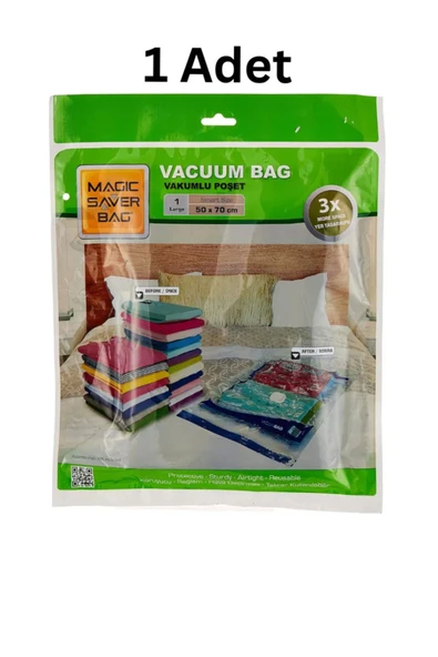 Vakum Hurcu 1.kalite 3 Adet Orta Boy 50 Cm X 70 Cm Vakumlu Poşet Vakumlu Hurç Vakumlu Torba  Yastık Hurcu ürün görseli 1