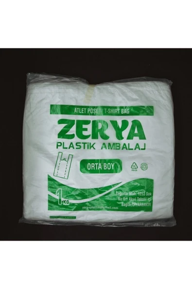 ZERYA Beyaz Baskısız Atlet Poşet Orta Boy Poşet 1 Kilo gram