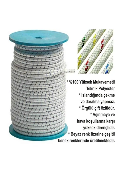 Özkul İpek İskota Halat 3mm-1 Metre-Aşınmaya dayanıklı-Çekme yapmaz-hava koşullarına dayanıklı-Örgülü - 3