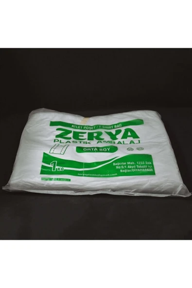 ZERYA Beyaz Baskısız Atlet Poşet Orta Boy Poşet 1 Kilo gram - 2