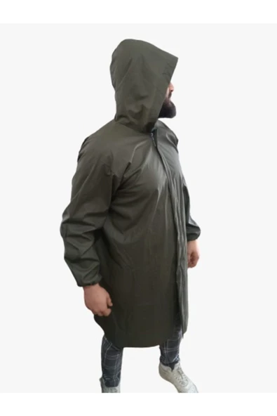 DrMia Pvc Yağmurluk Iş Güvenlik Yağmurluk Pardesü Boy Haki - 3