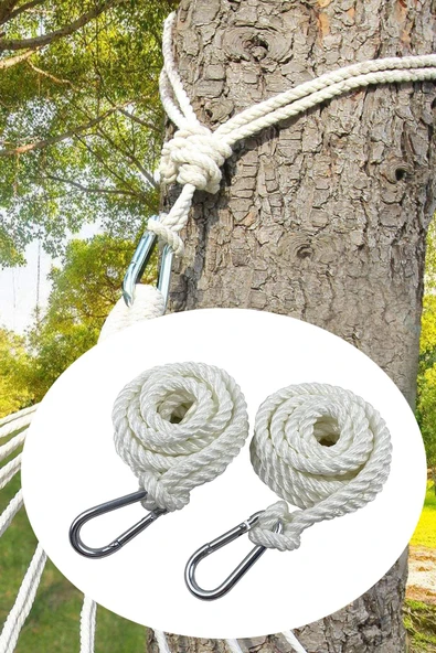 Leiste Silk Hamak Salıncak Taşıyıcı Asma Halat Karabina Seti Kamp Piknik Bahçe Hamak Bağlama Ipi 2 Li - 2