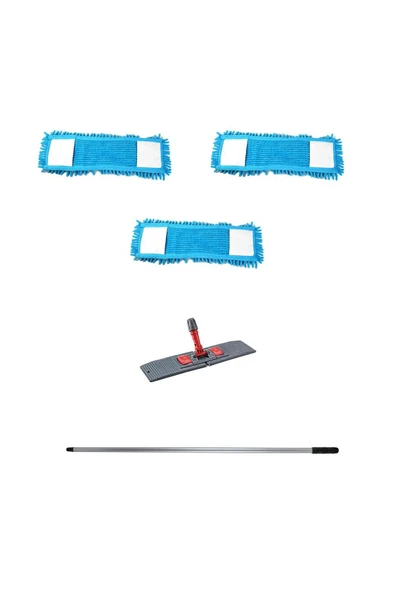 sska Makarna Şönil Kuru Nemli Palet Tablet Mop Yedek Seti Takımı - 3 ad Mop + Mop Tutucu + Sap - 50 Cm. - 2