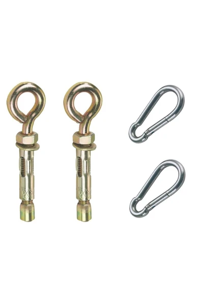 Aslan Yapı Market 2 Adet Salıncak Hamak Asma Aparatı Tavan Salıncağı Için Çelik Dubel + 2 Adet Karabina Kanca