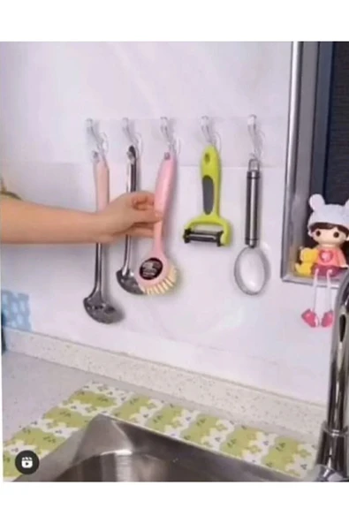 BAYSA 5'li Şeffaf Yapışkanlı Askılık - 2