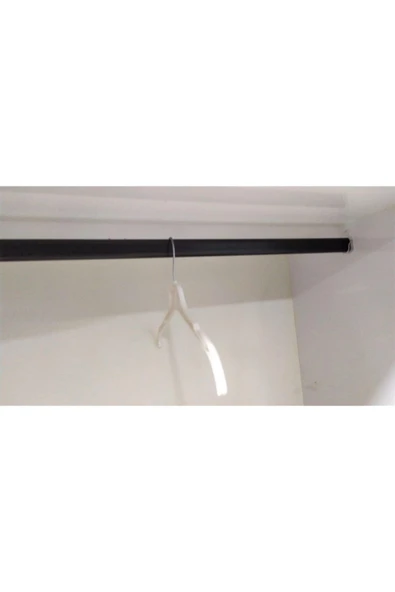 METALİ Siyah Oval Alüminyum 80 Cm Dolap Içi Boru Askı Borusu Kırılmaz Plastik Askı Aparatları Vidaları - 3