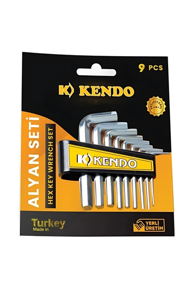 Kendo | Alyan Seti, 9 Parçalı Standart Ölçü, Nikel Kaplama Allen Anahtarı Seti - 3