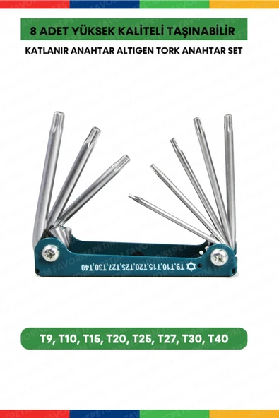 favorisepetim Yüksek Kaliteli 8 Prc Taşınabilir Katlanır Anahtar Torks Anahtar Alyan Tamir Kiti Çakı Takımı - 2