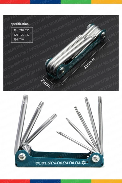 favorisepetim Yüksek Kaliteli 8 Prc Taşınabilir Katlanır Anahtar Torks Anahtar Alyan Tamir Kiti Çakı Takımı - 3