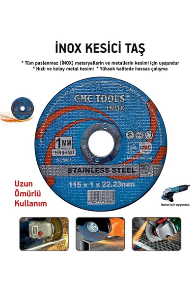 CMC Inox Kesici Taş Spiral Taşı 115x1.0x22mm 5 Adet - 2