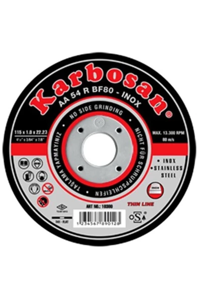 KARBOSAN 10 Adet Krb 115x1.0x22 Mm Inox Kesici Taş