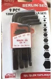 EFA Berlin Sel 9 Parça Düz Kısa Alyan Seti Siyah Allen Takımı