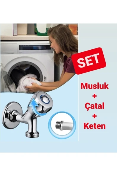 Karamsu Çamaşır Makinesi Bağlantı Seti Makine Musluk Makine Çatal Keten