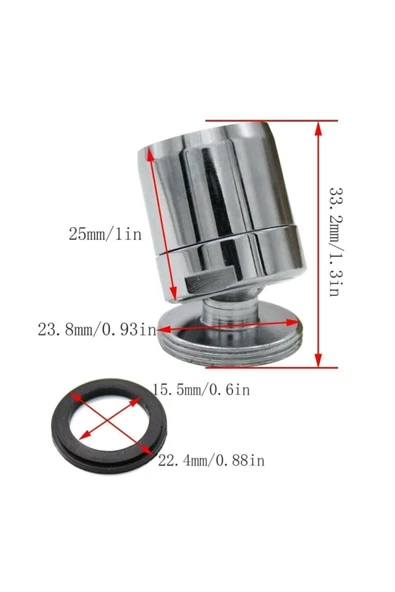 TACH&STORE Su Armatürleri Prinç Oynar Başlı Batarya Ucu Perletörü Dış Dişli - 3