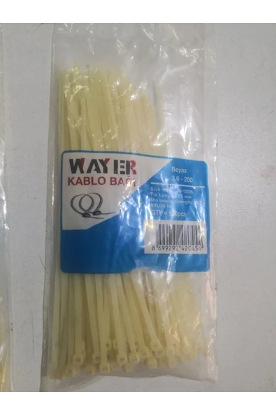 CAGLAYANTIC Kablo Bağı- Plastik Kelepçe - 3.6 X 300 Mm - Cırt Kelepçe Beyaz 100 Adet Paket - 2