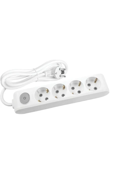 VİKO Mülti-let 4'lü Anahtarlı Topraklı Kablolu Çocuk K. Grup Priz 5 Metre Beyaz 90117405