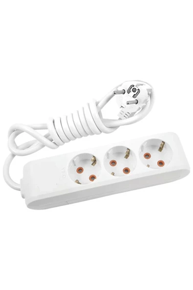 VİKO Multilet 3 Lü 2 Mt (2 Metre) Çocuk Korumalı Grup Priz Uzatma Kablosu Üçlü Iki Metre 2m Priz