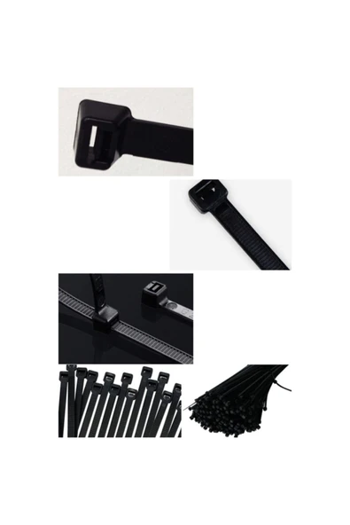 ZENİTH 100 Adet Siyah Plastik Kelepçe Cırt Kablo (3,6x200mm) - 3