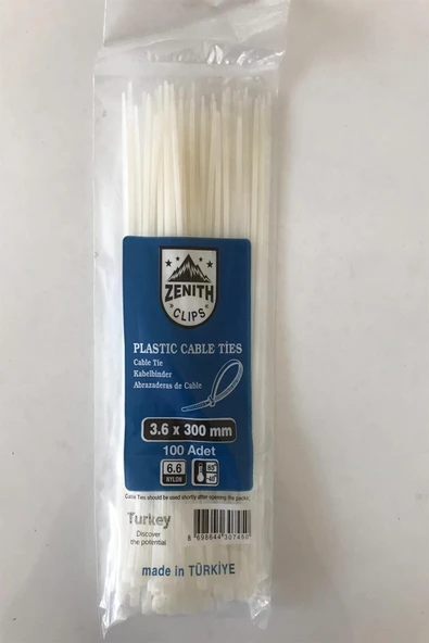 ZENİTH Kablo Bağı Klips Plastik Kelepçe 3,6 X 300 mm 100 Adet