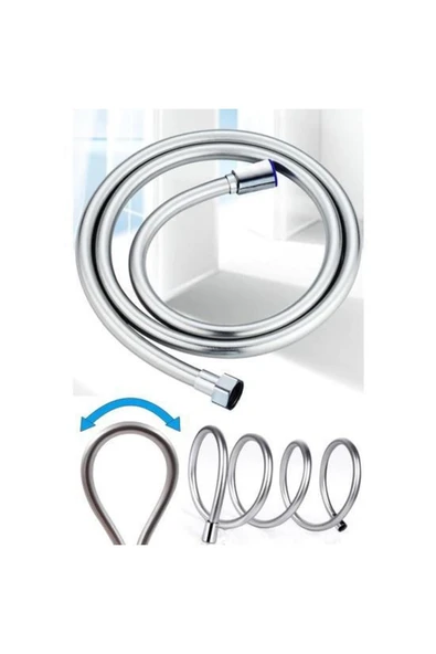 EYMHOME 5 Fonksiyonlu Krom Yüksek Basınçlı Ayarlanabilir Duş Başlığı Pvc Banyo Duş Hortumu Dayanıklı Duş Set - 2