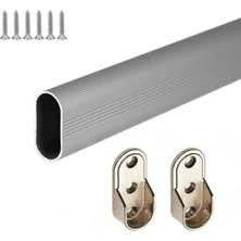 FSM Oval 140cm Alüminyum Dolap Içi Elbise Askı Borusu Aparatları Vidaları ürün görseli 1