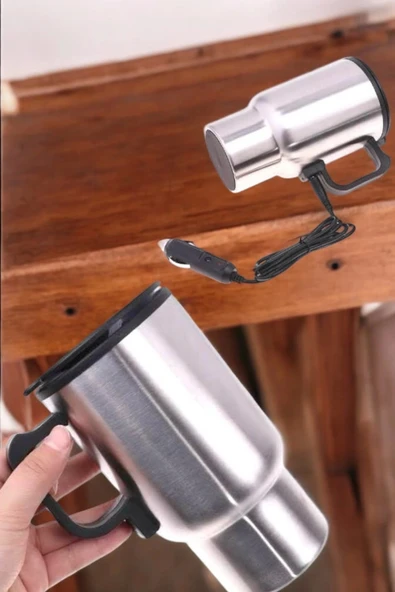 Kettle Kapaklı Araç İçi Termos Tüm Arabalara Uyumlu Çakmaklık Girişli Su Isıtıcı Bardak - 5