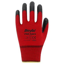Beybi Zebra Pn5 Kırmızı Siyah Iş Eldiveni No:10 "12 Çift"