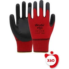 Beybi Pn3 Kırmızı Nitril Kaplı Örgü Polyester Iş Eldiveni