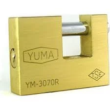 Pirinç Yassı Kayar Milli Asma Kilit 80mm - 1