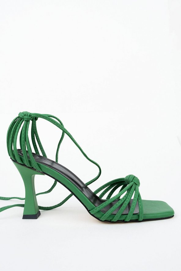Mint Yeşili Çok Bantlı Kadeh Topuk İpli Sandalet - Eliza - 4