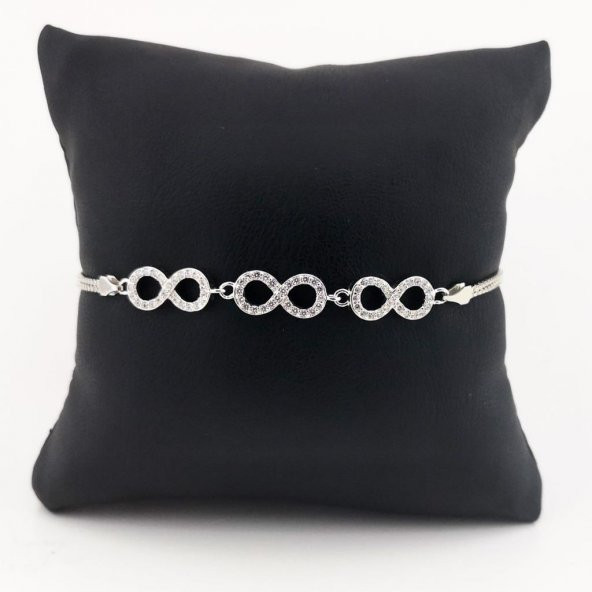 Sonsuzluk Tasarımlı Şık 925 Ayar Gümüş Bileklik - Resim 2