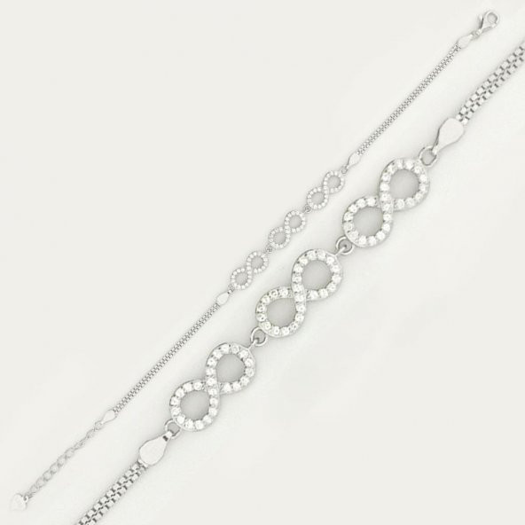 Sonsuzluk Tasarımlı Şık 925 Ayar Gümüş Bileklik - Resim 4