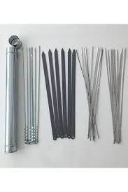 EYMHOME Mangal Seti (50 CM)- 6 Adana Kebap Şişi, ,6 Adet Ciğer,6 Adet Kuşbaşı, Şiş Kabı