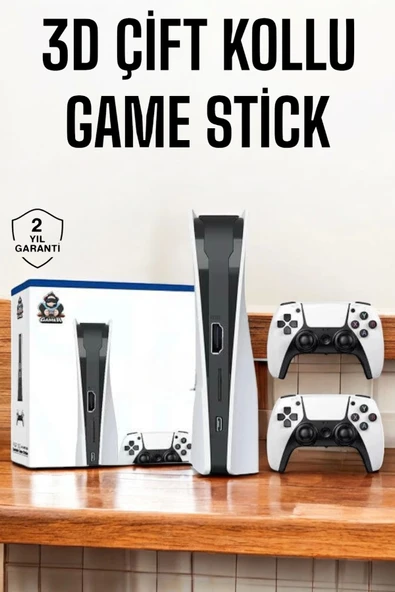 4K HD Görüntü Kaliteli Retro Game Stick 20000 Oyunlu Çift Kollu Beyaz Game Stick